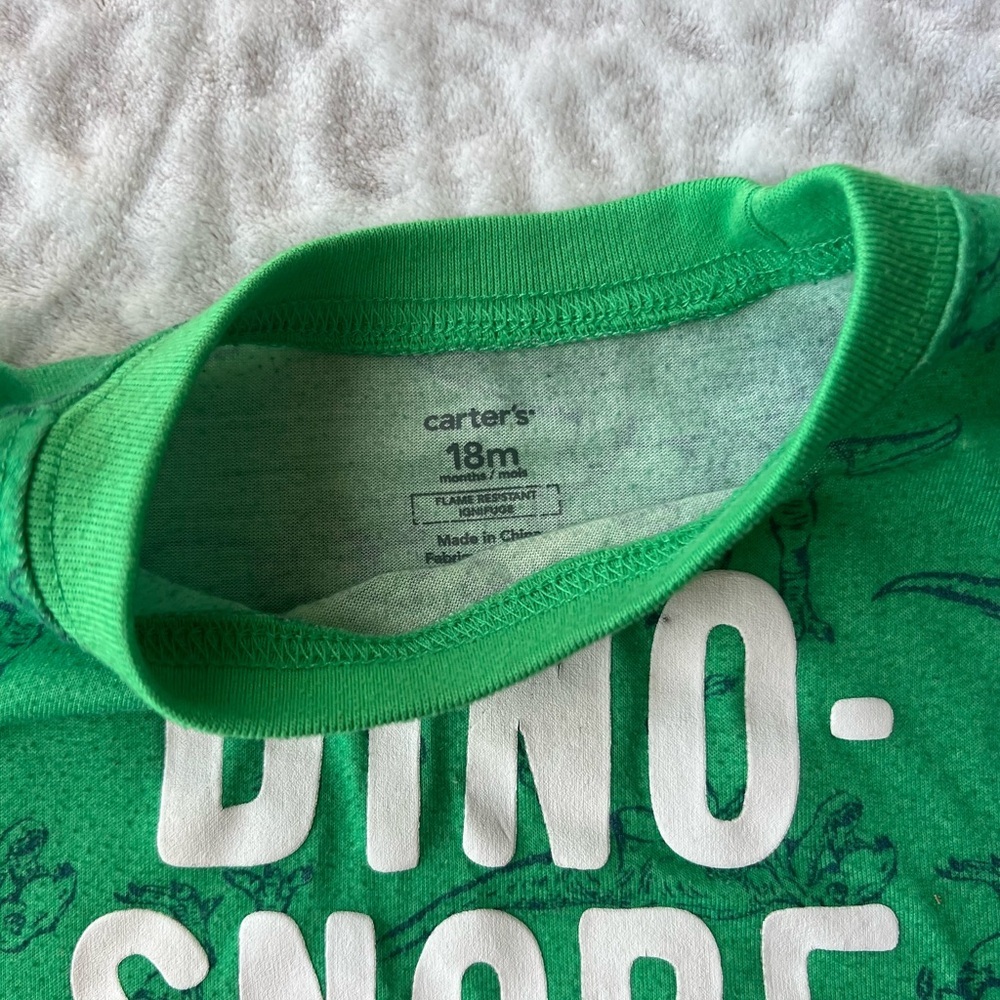 Toddler Boy Carter's Green Dino-Snore Pajama Set | Size 18 month - Picture 4 of 6